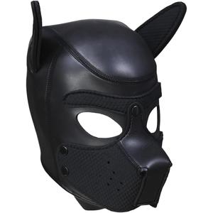 Neoprene Puppy Hood Camo Full Face Mask Cosplay Costume Dog Head Masks (Black)