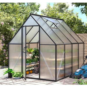 6x8 FT Greenhouse for Outdoors, Polycarbonate Greenhouse with Roof Vent, Enhanced Aluminum Large Walk-in Green House for Garden Backyard (Only Pastic Panels)