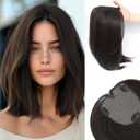 Hair Toppers for Women clip in bangs Large Base Toppers for Women with Thinning Hair Clip Ins Fake Bangs Perfect Solution for Thinning-hair and Stylish Upgrade (Dark Brown)