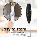 Milk Frother Wand & Electric Stirrer with Stand - Turbo Coffee & Milk Frother Handheld - Hand Held Coffee Mixer Wand & Cold Foam Maker for Frothy Cappuccinos, Lattes & Drink Mixes at Home (Black)