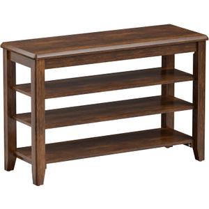 Taitiy Shoe Bench Storage Rubberwood, Entryway Bench with 3-Tiers Height Adjustable, Shoe Rack Front Door Entrance Organizer for Hallway Living Room, Mudrooms, Walnut,31.5"