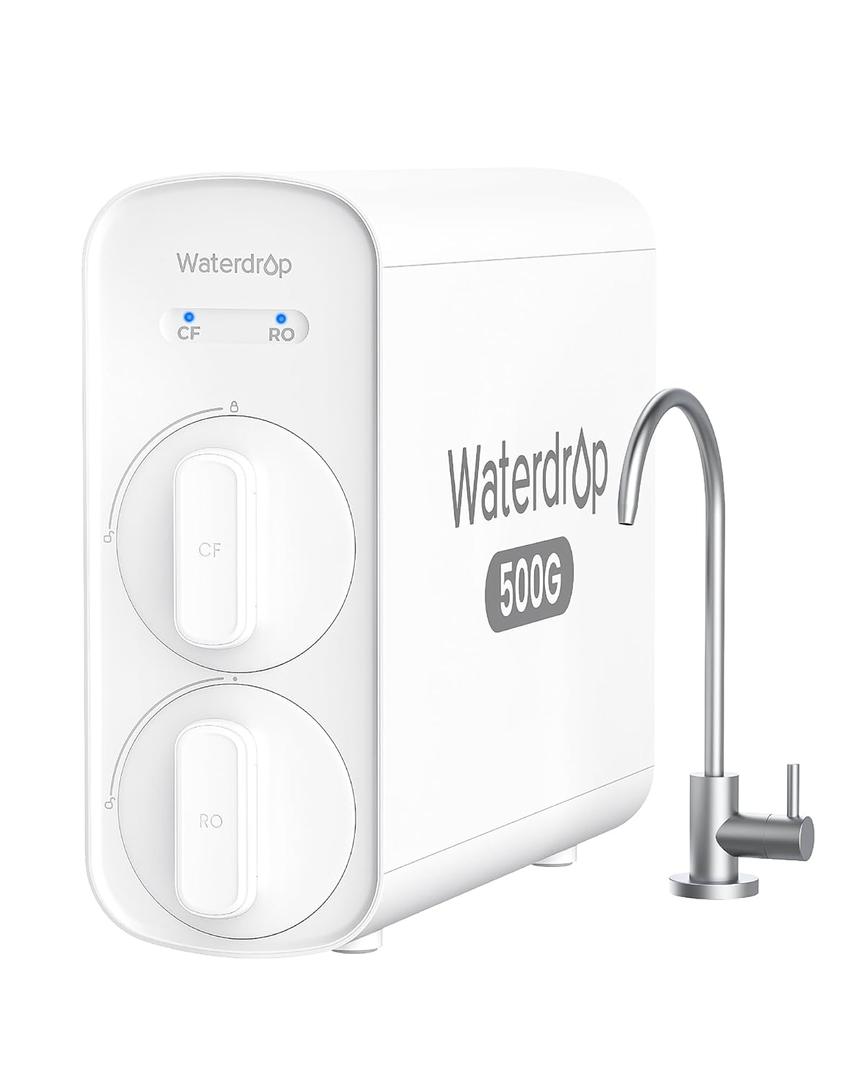 Waterdrop G5P500 Reverse Osmosis Water Filter, NSF/ANSI 58 & 372 Certified, 7 Stage Reverse Osmosis System, 500G RO Water Filtration System, 2:1 Pure to Drain, Reduces TDS PFAS, BPA Free