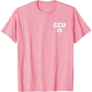 CCU Registered Nurse Critical & Cardiac Care Unit RN Staff T-Shirt (Pink, L)
