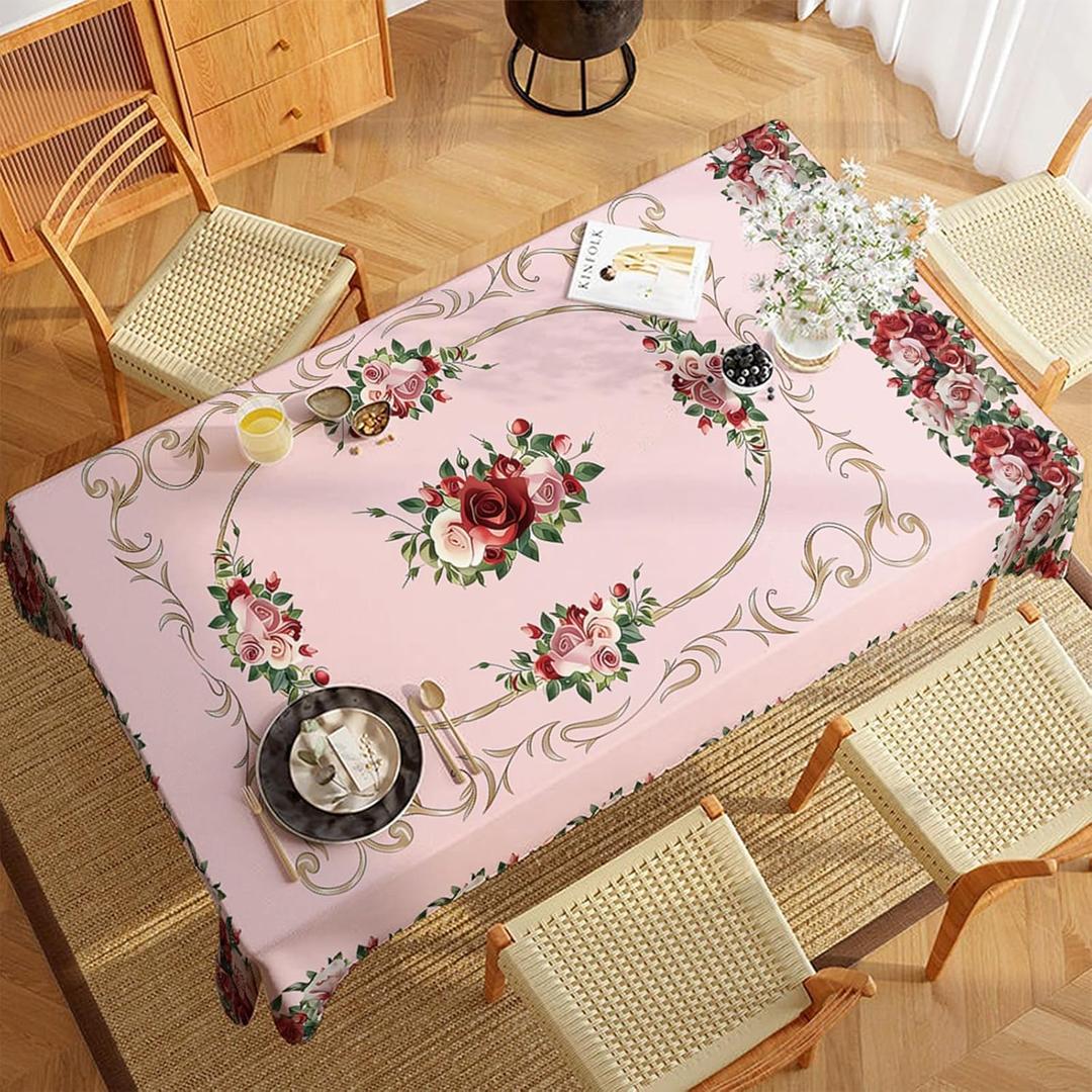 Valentine's Day Vintage Tablecloth Red Rose Bushes Rectangle Tablecloth 5571 Inch Romantic Valentine's Day Table Cover for Valentine Home Candlelight Dinner Decorations