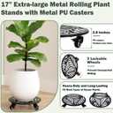 1 Pack Metal Plant Caddy with Wheels 17 inches Heavy-Duty Iron Rolling Plant Stand with Casters Indoor Outdoor Wheeled Plant Roller Base Pot Movers Plant Dolly Coaster Trolley Black