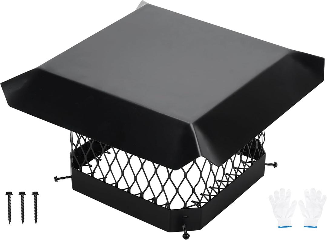 Galvanized Steel Chimney Cap- 9x9 Inch Chimney Cover | Heavy Duty One-Piece Flue Cover with Mesh Storm-Proof Animal Guard | Mesh Chimney Caps for Outside Existing Clay Flue Tile