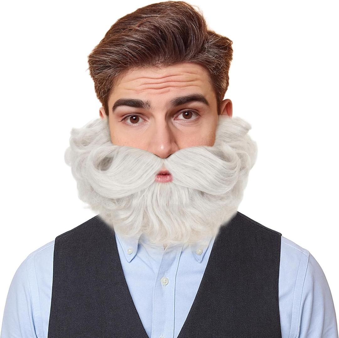 Yan Dream Short Curly Wizard Beard Men Full Fake Beard and Mustache Cosplay Costume Facial Hair