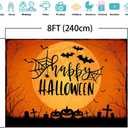 Mocsicka Happy Halloween Backdrop Orange Night Moon Graveyard Background Spooky Pumpkin Spider Web Halloween Party Cake Table Decoration Banner Photo Booth Props (8x6ft)