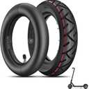 SYACHI 10x2.50 Scooter Tire and Inner Tube Set - Heavy Duty Rubber, 10-inch Inner Tube with Straight Valve, Electric Scooter Tire Replacement Fits Most 10-Inch Electric Scooters (Red line)
