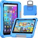Fire HD 8 Tablet Case for Kids, Amazon Kindle Fire HD 8 & 8 Plus Tablet (2024/2022/2020 Release,12th/10th Generation) Ubearkk Shock-Proof Protective Back Cover Cases with Foldable Stand Holder, Blue