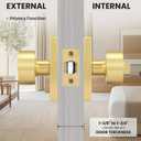 Gold Door Knobs with Lock and Key, Keyed Alike Door Knobs Exterior/Interior, Brushed Gold Entry Door Lock for Front Door, 1 Pack