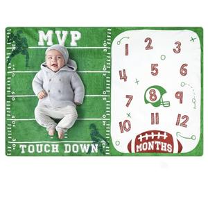 Football Baby Monthly Milestone Blanket Sports Month Blankets Growth Chart Nursery Swaddling Blankets Gift Ideas for Newborn Baby Shower Photography Background Prop Soft Plush