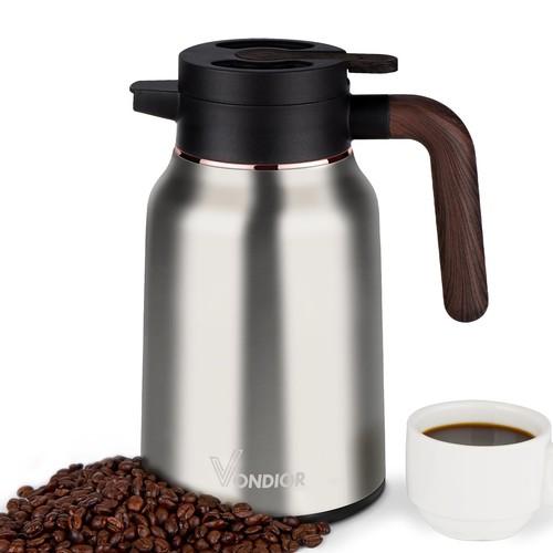 Vondior Coffee Carafe 35oz/1.0L - 24Hours Coffee Thermal- Insulated 304 Stainless Steel Hot Beverage Dispenser - Thermal Coffee Carafes For Keeping Hot/Cold Coffee, Drink Dispenser for Parties