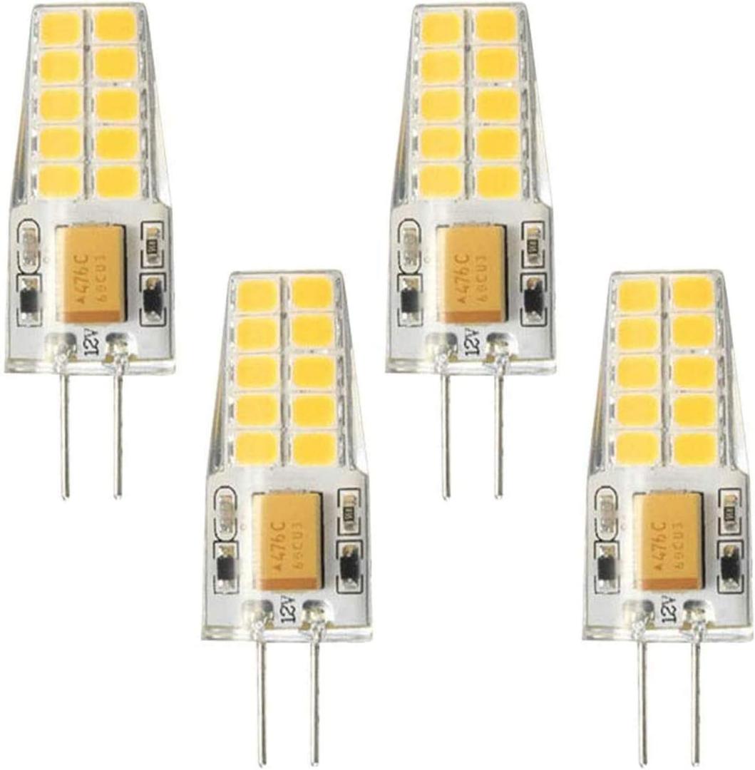 Lxcom Lighting 2.5W G4 led Light Bulbs AC/DC 12V G4 Mini LED Bulb(4 Pack)- 25W Halogen Light Bulbs Replacement Warm White 3000K JC T3 Lamp for Chandelier Display Puck Light Landscape Lighting