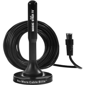 Magic Stick TV Antenna for Smart TV Without Cable - Digital Indoor Antenna for OTA Local Channels with Magnetic Base - Multi Directional 4K 1080P HDTV TVs - MS-45MAX - Black 16ft Long Cable