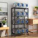 Kitchen Garage Metal Shelves, Storage Shelves Organizer, Foldable Metal Shelving, Closet Shelving Unit, 28" W x 14" D x 50" H Bakers Rack Microwave Stand, Plant Stand with Wheels (4-Tier Shelf)