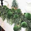 36pcs Velvet Ornaments for Christmas Trees, Flocked Christmas Balls Sets Assortment for Xmas Tree Holiday Decor (Avocado Green)