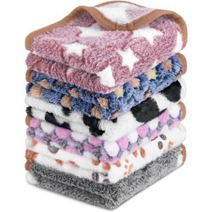6 Pcs Dog Blanket Super Soft Pet Puppy Blankets Calming Blanket for Small, Medium Dogs Warm Sleep Mat Flannel Blanket for Dogs Puppy Cat (24"16") (White,purple,pink,light Gray,dark Gray,beige)
