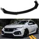 3Pcs Front Bumper Lip Compatible with 2016-2020 Honda Civic, JDM Air Dam Lower Chin Splitter 4 Door Sedan Hatchback Protection Body Kit 2016 2017 2018 2019 2020 (Glossy Black)