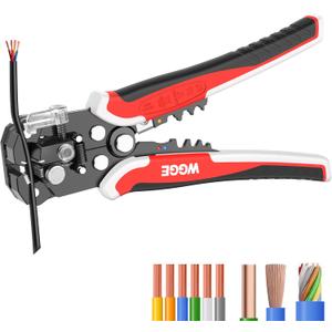 WGGE WG-014 Self-Adjusting Insulation Wire Stripper. For stripping wire from AWG 10-24, 3 in 1 Automatic Wire Stripping Tool/Cutting Pliers Tool, Automatic Strippers with Cutters & Crimper 8"