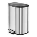 GarveeHome D Shape Kitchen Trash Can 50L/13.2 Gal, Smudge Resistant Step-On Garbage Can with Lid, Stainless Steel Trash Bin with Removable Buckets, Soft-Close Lid (Silver)
