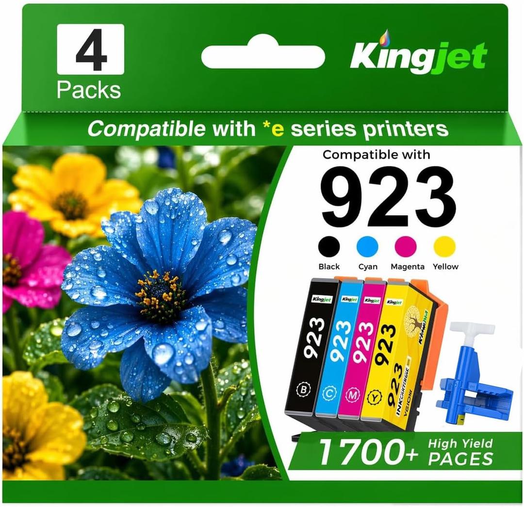 923 Ink Cartridges for HP Printers Compatible for HP 923 Ink Cartridges Works with HP OfficeJet Pro 8130e 8125e 8135e 8120e 8138e 8139e Printers (Without Chip Black Cyan Magenta Yellow, 923 Ink)
