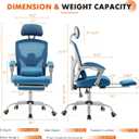 Sweetcrispy Office Computer Desk Chair, Ergonomic High-Back Mesh Rolling Work Swivel Chairs with Wheels, Comfortable Lumbar Support, Comfy Arms for Home, Bedroom, Study, Student, Blue, 20 Inches X 18.8 Inches X 50.75 Inches