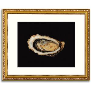 Atterrirart Gold Framed Oyster Wall Art, 13 * 16inch, Vintage Kitchen Canvas Prints Aesthetic, Coastal Minimalist Wall Decor Artwork, Beachy Seashell Wall Art for Living Room, Dining Room, Ready To Hang