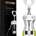 Beneno Wine Opener, Zinc Alloy Premium Wing Corkscrew with Multifunctional Bottles Opener, Sharp Wine Corkscrew with Ergonomic Non-Slip Wing Handle, Green