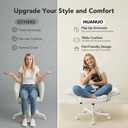 HUANUO Criss Cross Office Chair for Women, Cross Legged Desk Chair with Adjustable Armrests, Soft Corduroy Fabric for Small Spaces, Petite Home Office Computer Chair for Girls, White