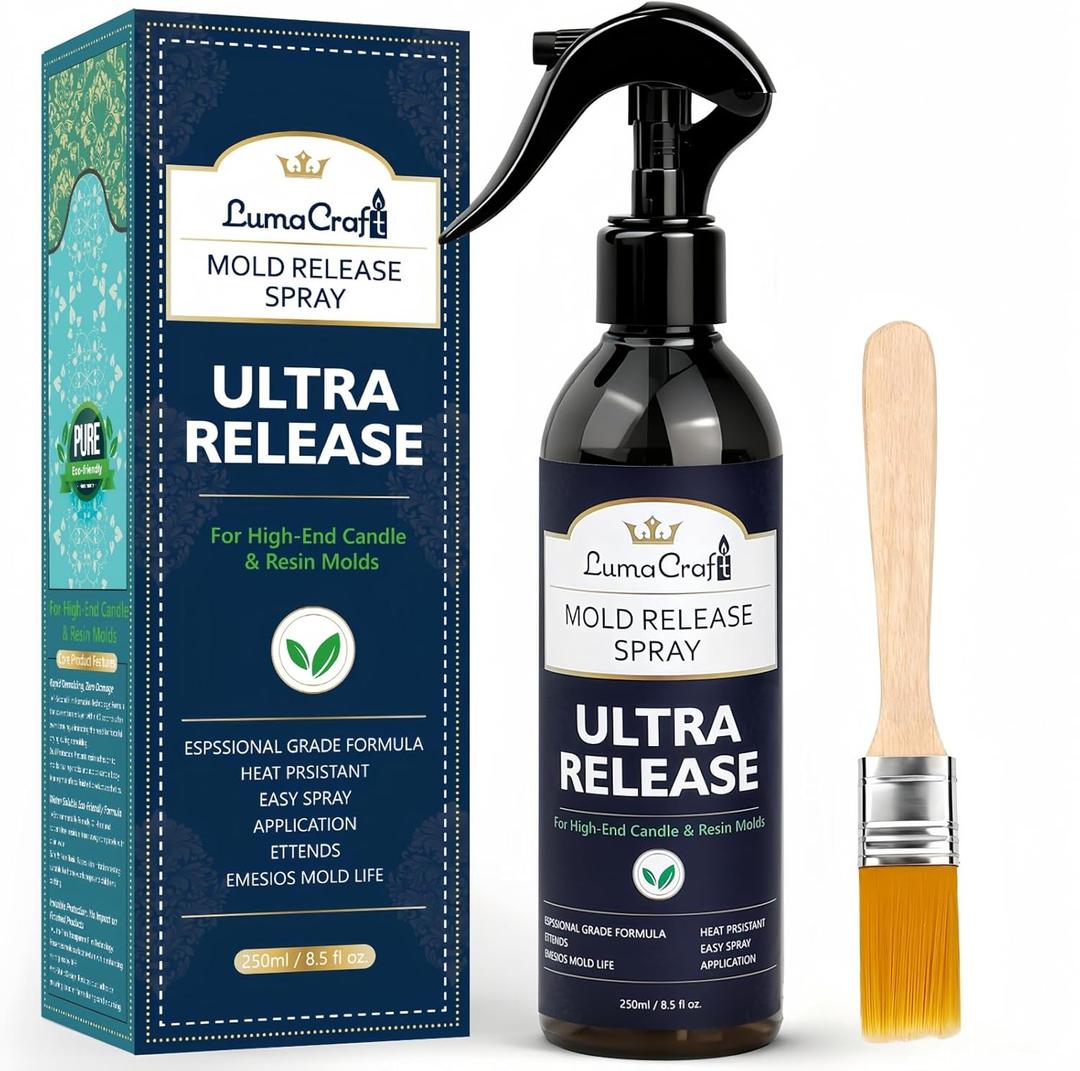 LumaCraft Mold Release Spray for Silicone Molds, Professional Release Agent for Epoxy Resin, Candle Wax, Plaster, Fast-Drying Ultra-Fine Mist, Water Washable, No Oily Residue Odorless Formula-8oz