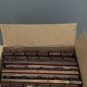 9Pcs Acacia Wood Interlocking Patio Deck Tiles, 12 x 12 x 0.9 Inch Outdoor Flooring, Waterproof for All-Weather Use  Striped, Dark Brown