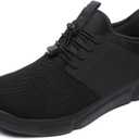 Diabetic Shoes for Men Wide Slip-on Shoes for Swollen Feet Walking Shoes for Elderly Foot Pain Relief Neuropathy, Black, 16