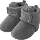 pureborn Unisex Baby Boy Girl Fleece Cozy Booties Warm Infant Shoes (0-3 Months Infant, Dark Grey)
