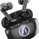 A10 Pro Wireless Earbuds, Bluetooth Headphones HiFi Stereo 50H Playback LED Digital Display Ear Buds with 10 Meter Bluetooth Connection, IPX7 Waterproof Earphones for Gym/ Running/ Work - Black