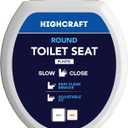 HIGHCRAFT Premium Round Toilet Seat with Slow-Close Design, Adjustable Hinges & Quick Removal Mechanism - Molded Plastic Toilet Seat - Fits Standard Round Toilets - Toilet Seat in White