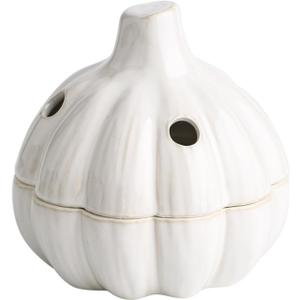 Ceramic garlic keeper with lid terracotta storage container jar saver holder countertop