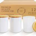 Aroparc 12 Pack 10oz White Candle Jars with Bamboo Lids, Candle Containers for Candle Making, Wedding Favors & Luxury Lines - Gloss White