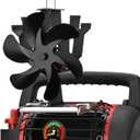 Sckee Wood Stove Fan, Heat Powered Fireplace Fan with Bracket Compatible for Log Burner Wood Burning Stove Accessory for Camping Outdoor Indoor Use (Black)