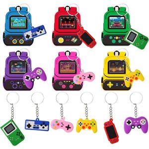 24 Pack Valentines Day Cards with Video Game Keychains for Kids Classroom School Exchange Gifts Valentines Party Favor Goodie Bag Stuffers Toys