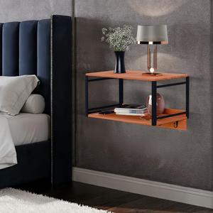 3 x Wall Mounted Nightstand with Storage Shelf, Floating Bedside Table with Hooks, Space-Saving Modern Nightstand for Bedroom, Living Room, or Dorm