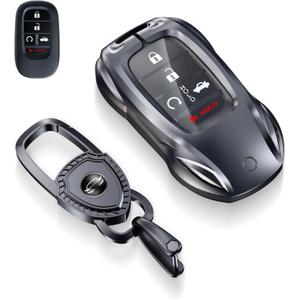 for Honda Key Fob Cover with Keychain - 2025 2024 2023 2022 2021 2016-2020 Civic Accord CR-V Pilot HR-V Ridgeline Odyssey Passport Key Fob Case Protector (Classic BlackFor Honda-B)