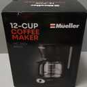 Mueller 12-Cup Drip Coffee Maker - Borosilicate Carafe, Auto-Off, Reusable Filter, Anti-Drip, Keep-Warm Function, Clear Water Level Window Coffee Machine, Kitchen Essentials & Accessories