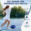 Tennis Trainer Set, Solo Rebounder for Swing Practice with Racket, 2 Balls