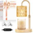 Candle Warmer Lamp with Timer, Birthday Gifts for Women Mom, Height Adjustable Candle Lamp Warmer for Jar Candles, Dimmable Wax Melt Warmer with 2 Bulbs, House Warming Gifts New Home Decor (Amber)
