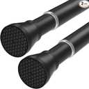 Black Tension Rods for Windows 28 to 48 Inch 2 Pack Spring Curtains Rod Tension Curtain Rod Expandable Pressure Curtain Rod Tension No Drill Adjustable Curtain Rods for Bathroom,Doorway,Door