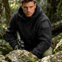 TACVASEN Mens Fleece Jacket Tactical Hoodie Military Winter Warm Full Zip (Black, XXL)