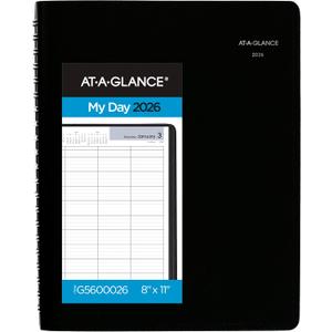 AT-A-GLANCE 2026 Appointment Book Planner, Daily, Four Person Group Planner, 8" x 11", Large, Quarter-Hourly, DayMinder, Black (G5600026)