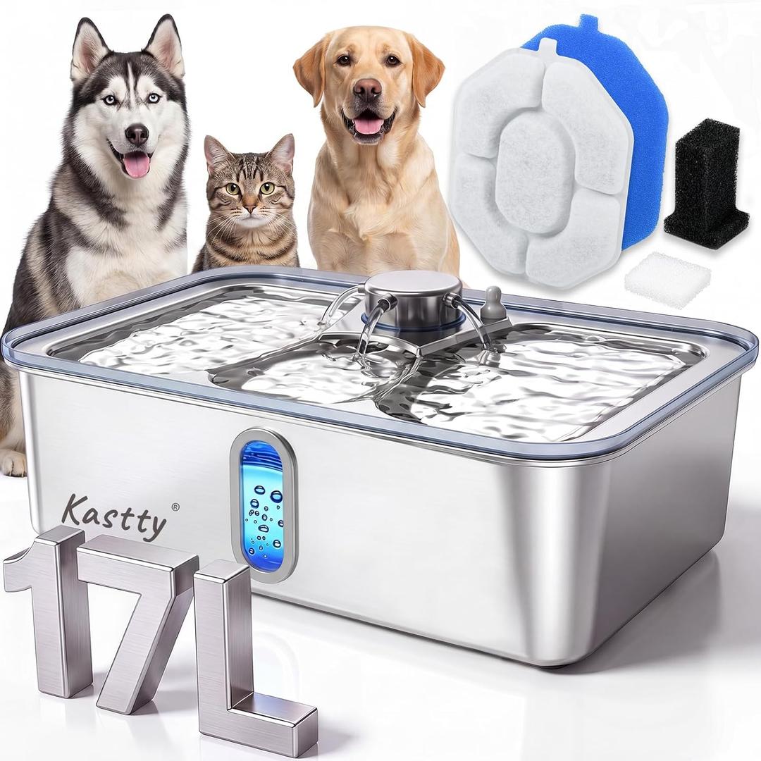 Kastty 17L/4.5Gal Stainless Steel Dog Water Fountain for Large Dogs