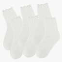 3Pairs Women's Ruffle Turn Cuff Socks - Casual Crew Socks with Breathable Knit Cotton Lettuce Ankle Frilly Design White